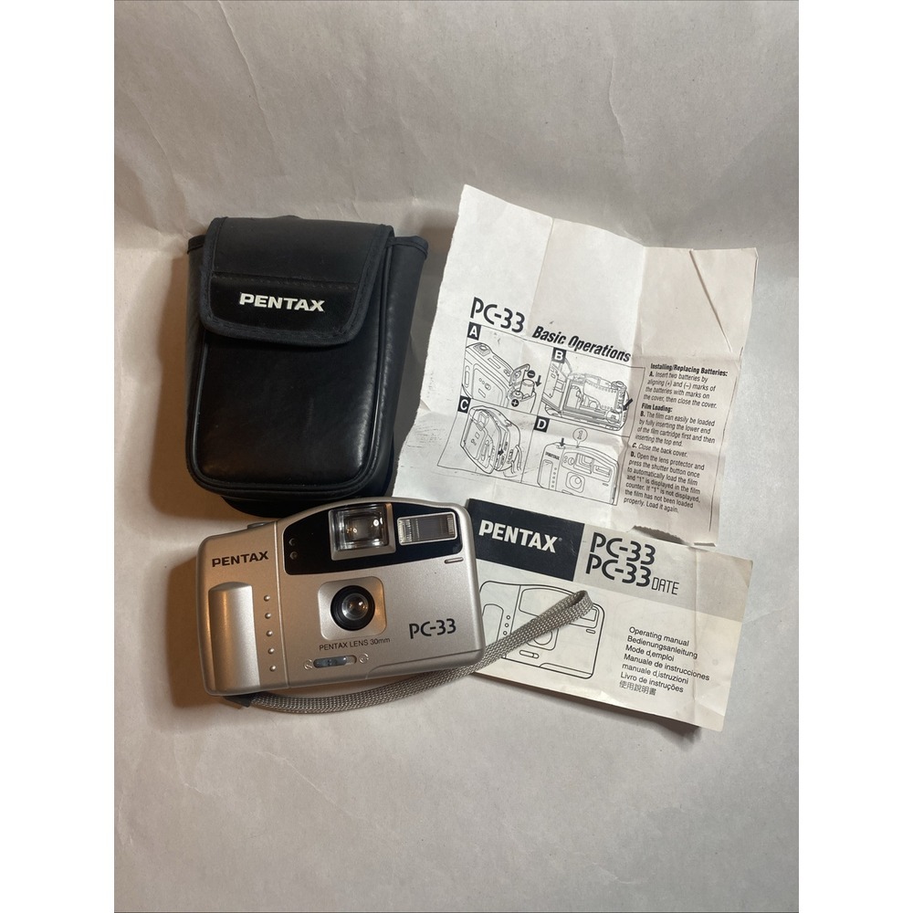 Pentax‎ PC-33 35mm Camera (30mm Lens) Point and Shoot Power/Flash Tested No Film